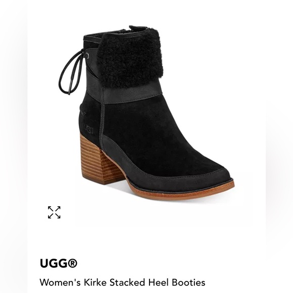Ugg Women’s Kirke Stacked Heel Booties Black - Picture 2 of 13